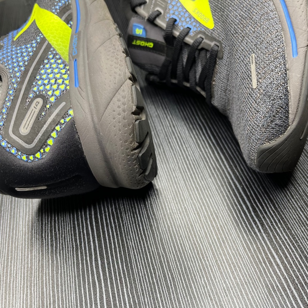 Brooks Running Shoes Ghost 14 Mens 9.5 Grey Lime Green Mesh DNA LOFT Sneakers - Picture 8 of 14